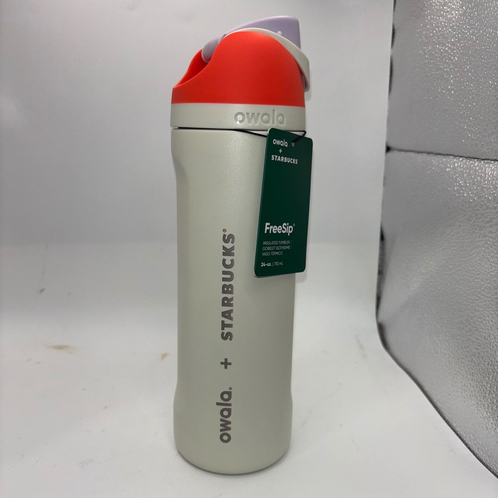 Owala Starbucks FreeSip 24oz Insulated Stainless Steel Water Bottle Cream Red
